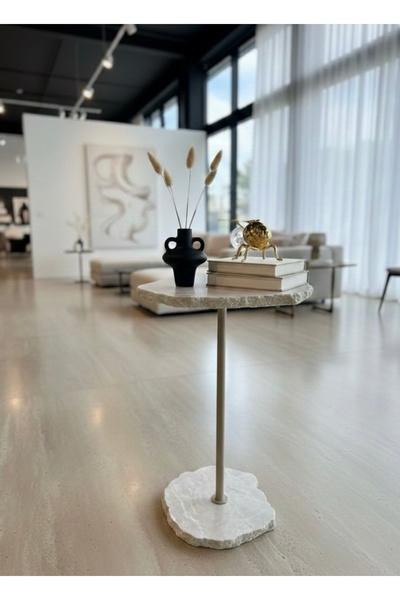 ZeNiza House Mermer Modern Sehpa Koltuk Sehpası Yan Sehpa Zigon Sehpa