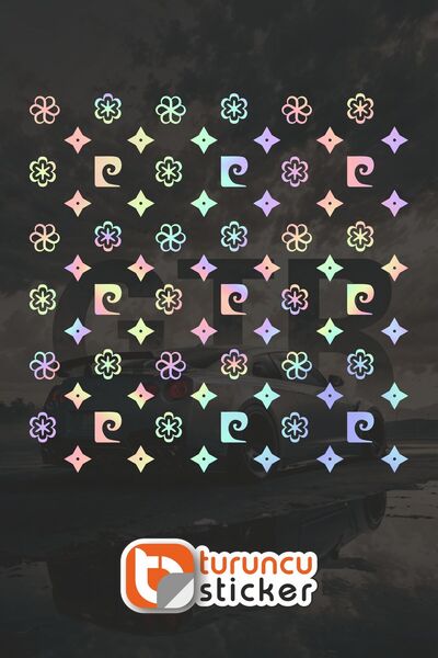 Turuncu Sticker ملصق مطلي بنمط الكمبيوتر الشخصي مقاس 25 × 25 سم - ملصق للسيار...