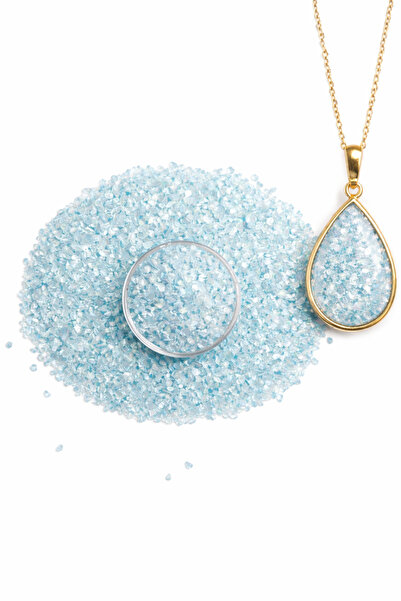 epoksi kalıp cank Epoksi Reçine 50gr Sedefli Buz Mavisi Kırık Cam Dekoratif C...