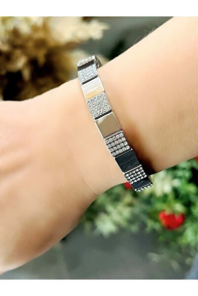 ACAR TAKI Silver Color Square Stone Elastic Bracelet Acr8613