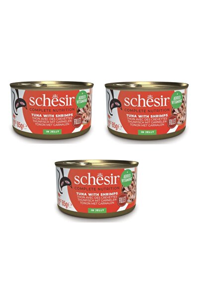Schesir Ton ve Karidesli Tam ve Dengeli Jöleli Kedi Konservesi 85 Gr. X 3 Adet