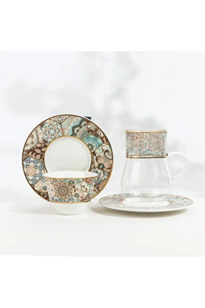 Generic Tea and coffee set - 36 pieces - luxurious with colorful decorations ...