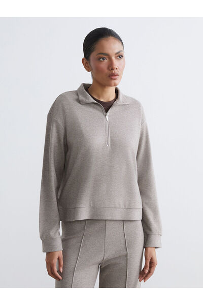 LC Waikiki LCWAIKIKI Hanorac clasic maro cu guler înalt, cu imprimeu, moale l...