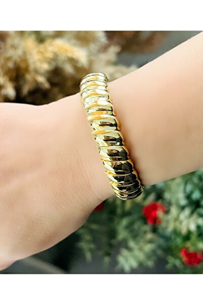 ACAR TAKI Gold Color Elastic Bombed Bracelet Acr8639