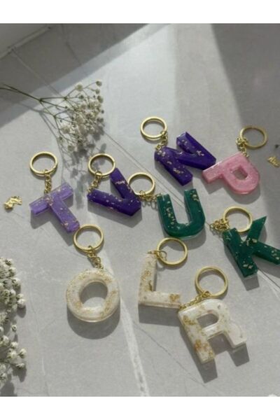 LovEce Kişiye Özel Harf Anahtarlık / Kişiye Özel El Yapımı Epoksi Harf Anahta...