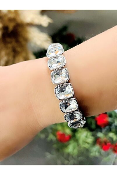 ACAR TAKI Silver Color Crystal Stone, Elastic Bracelet Acr8622