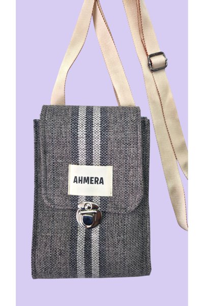 AHMERA Brown Striped Multi-Purpose Small Shoulder Bag with Compartments
