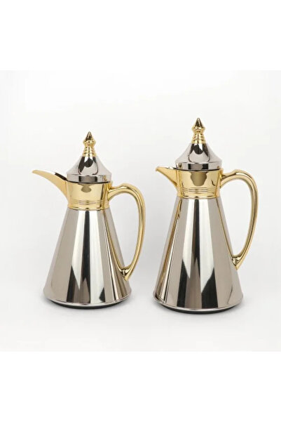 Generic Tulane Coffee Tea Thermos Set - 0.7L / 1L - Golden Silver