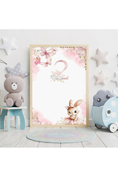 VOBA STORE ÇOCUK ODASI DOĞUM GÜNÜ YAŞ KONSEPTLİ ÇERÇEVE GÖRÜNÜMLÜ 2 YAŞ MDF T...