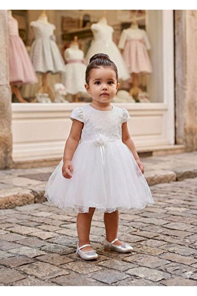 Miaras Baby Girl Jacquard Fabric Tulle Special Design Evening Dress