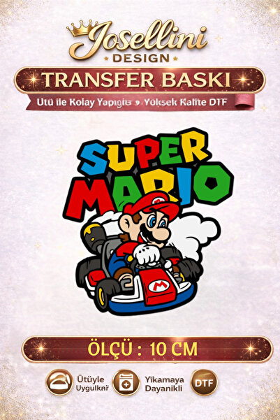 Josellini طباعة نقل حراري DTF لشخصية سوبر ماريو 10 سم
