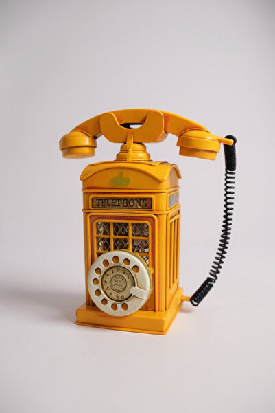 FREFLY Dekoratif Metal Ahizeli Telefon Kumbara Sarı Nostaljik Tasarım