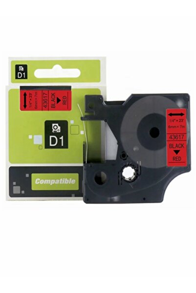 PUUN Dymo D1 43617 6 mm X 7 Mt. Black Text on Red Label Tape Label Cassette