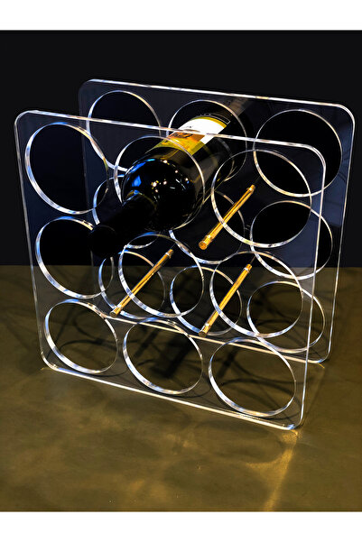 Queen Bee İstanbul Plexiglass Bottle Rack, Transparent 9-Bottle Capacity, Cel...