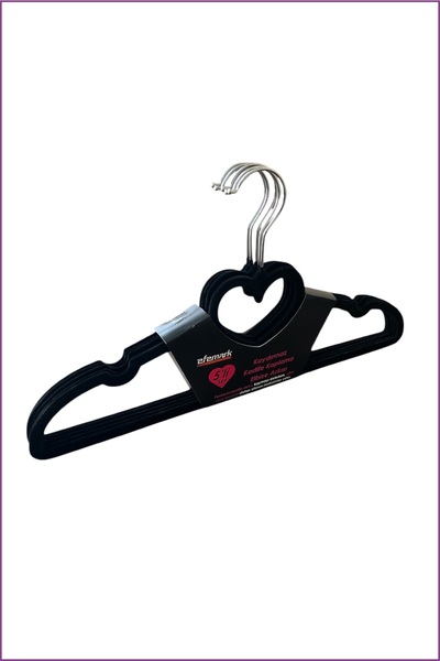 Home Kalp Desenli Kaymaz Kadife Elbise Askısı 4 Adet