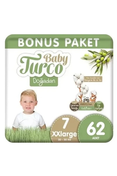 OSENSE حفاضات بيبي توركو دوجادان، العبوة الإضافية رقم: 7، 62 قطعة