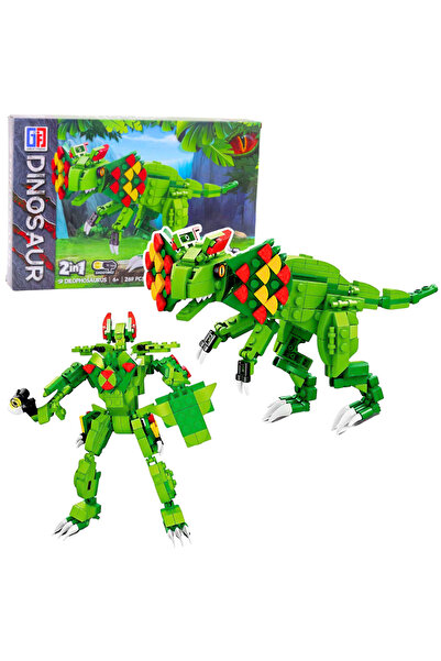 LEAN Dilophosaurus dinosaur building blocks, green, 269 pieces