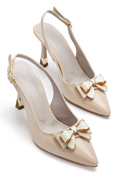 Hayalimdeki Ayakkabı Women's Beige Patent Leather Special Design Thin Heeled ...