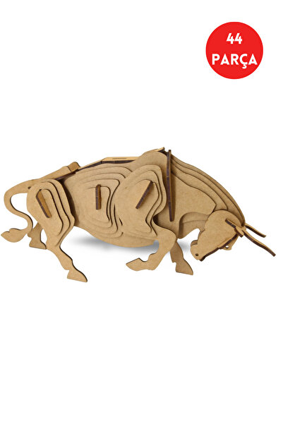 ALGWOOD 3 Boyutlu Boğa Heykeli Ahşap Maketi – Katmanlı Lazer Kesim, 44 Parça ...