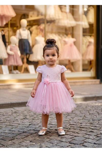 Miaras Baby Girl Jacquard Fabric Tulle Special Design Evening Dress