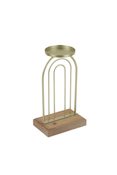 Generic Modern candlestick made of wood and gold metal