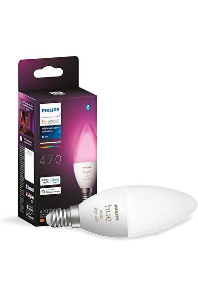 Philips Hue NEW White and Colour Ambiance Smart Light Bulb [E14 Small Edison ...