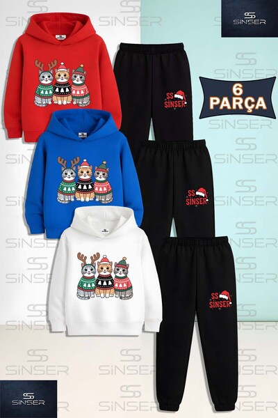 SS SİNSER طقم رياضي للأطفال من الجنسين مكون من 3 قطع من CATS 3LÜ NOEL B مطبوع...