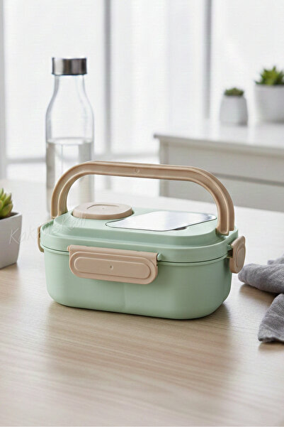 KaktüsKedi 6-Compartment Food Container with Locking Handle - 2-Layer Leakpro...