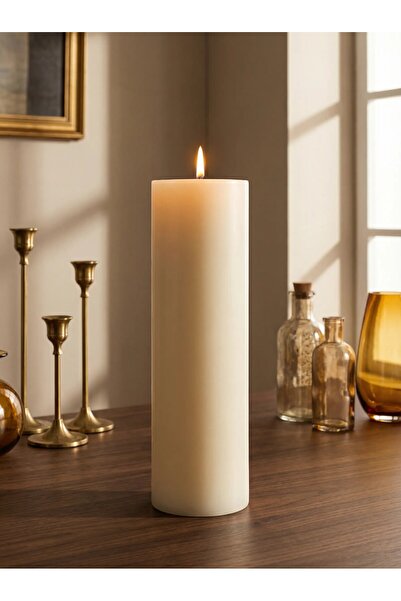 Paşa Cam 10 Çap x 40 cm Silindir Parafin Mum – Uzun Süre Yanan Lavanta Kokulu...