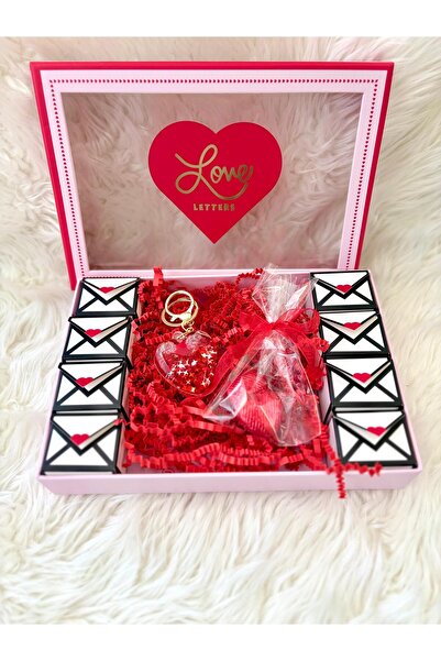 Lilyum Aksesuar Sevgililer Günü-Doğum Günü Love Letters 8'li Takı-Kalp Anahta...