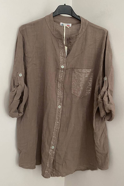 AYASOFYA OTANTIK Women's Italian Mink Collar with Sequin Detail, Foldable 3/4...