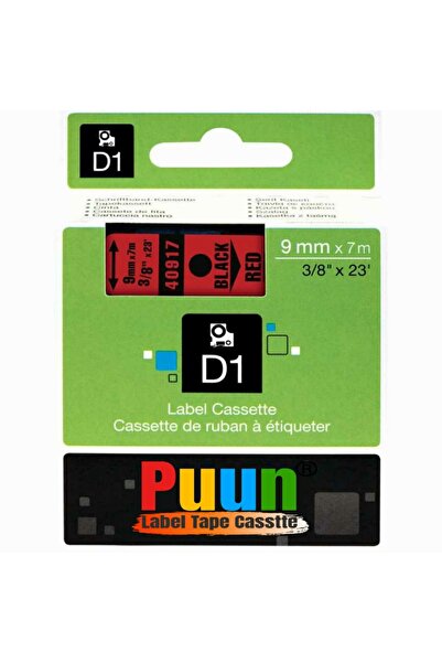 PUUN Dymo D1 40917 720670 9 mm X 7 Mt. Black Text on Red Label Tape Label Cas...