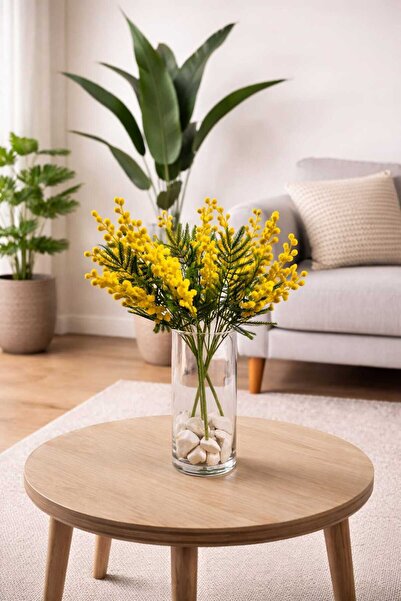 MAKİ DEKOR YAPAY MİMOZA 35 CM BOYUNDA 3 DEMET DEKORATİF VAZO ÇİÇEĞİ