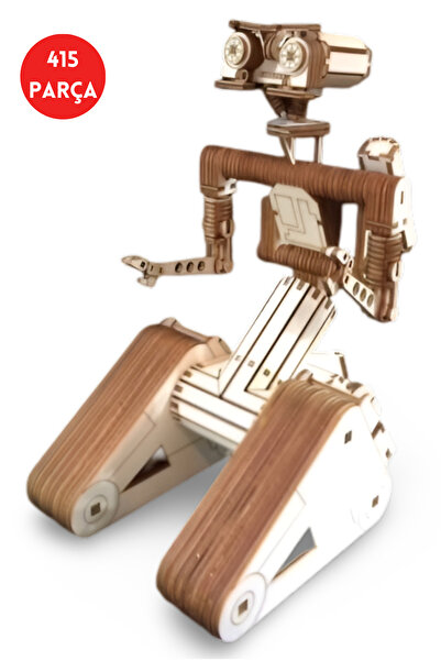 ALGWOOD 3 Boyutlu Johnny Five Robot Figürü Ahşap Maket – 415 Parça Lazer Kesi...