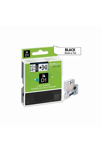 PUUN Dymo D1 43613 720780 6 mm X 7 Mt. Black Text on White Label Tape Label C...