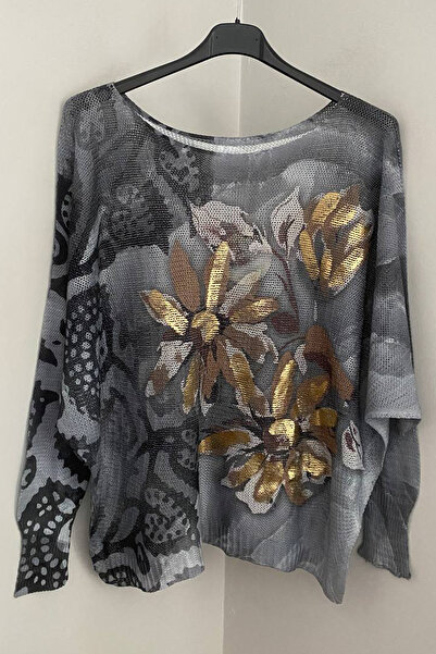 AYASOFYA OTANTIK Women's Italian Anthracite Speckled Pattern Foil Detailed Ba...