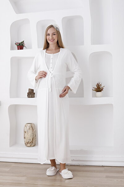 ERDENİZ TEKSTİL Hamileler ve Lohusalar için Şık Dantel Detaylı-Önden Düğmeli ...