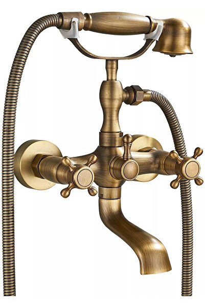 BisDesign ® Shower/Bathtub Mixer With Classic Taps Bathtub Spout Antique Bron...