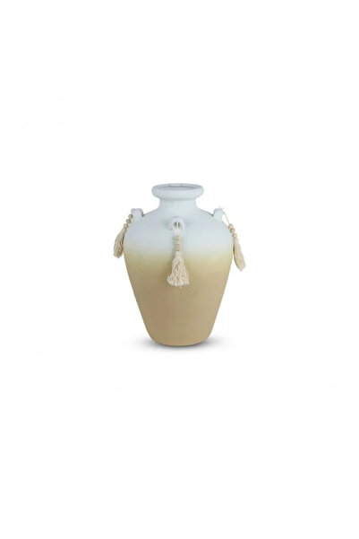 Generic Ceramic Vase - Beige White - 21 x 30 cm