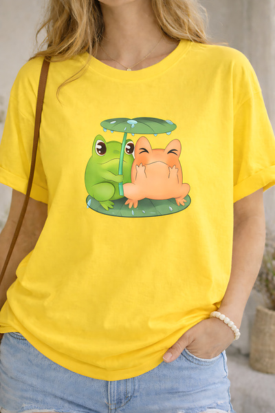 ArtYus Frogs Printed Cotton Relaxed Fit Round Neck Unisex T-Shirt