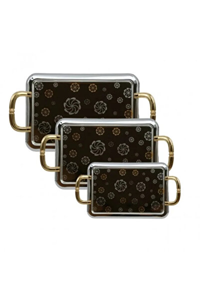 Generic A distinctive and elegant steel plate set - gold and silver - 3 pieces