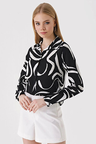 nedo7 3721 Graphic Patterned Shirt - F. Black