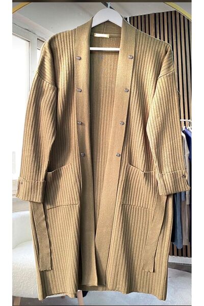 kalitekstil Triko ceket uzun taşli anne ceketi tüylenmez