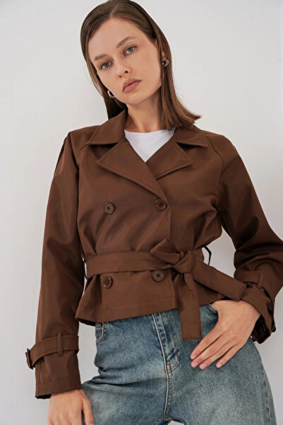 nedo7 Belted short trench coat 5970 - brown