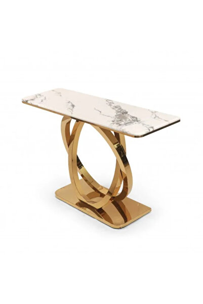 Generic 130cm Marble Console Table with Gold Steel Base