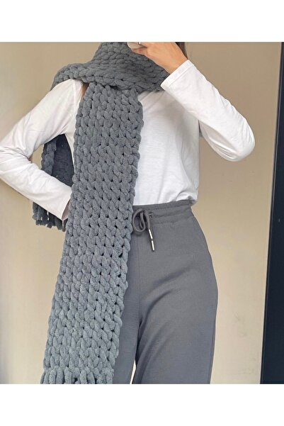 Alize Yetişkin atkı puffy gri örme