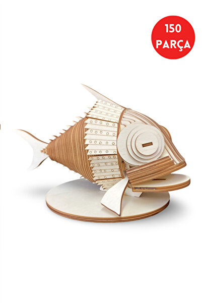 ALGWOOD 3 Boyutlu Ironfin Mechanical Fish Ahşap Maket – 150 Parça Dekoratif M...
