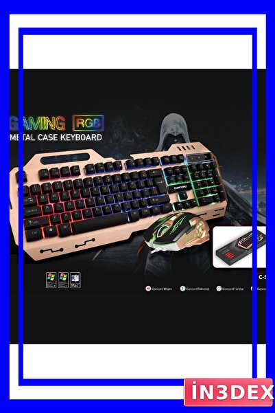 Genel Markalar RGB Aydınlatmalı Oyun Klavye ve Mouse Seti Metal Kasa
