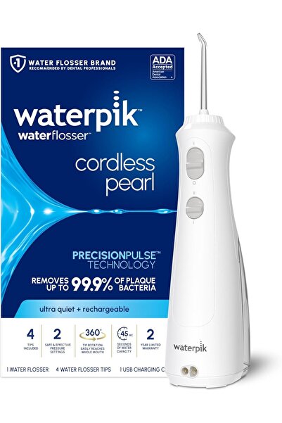 Waterpik Cordless Pearl Rechargeable Portable Water Flosser for Teeth, Gums, ...