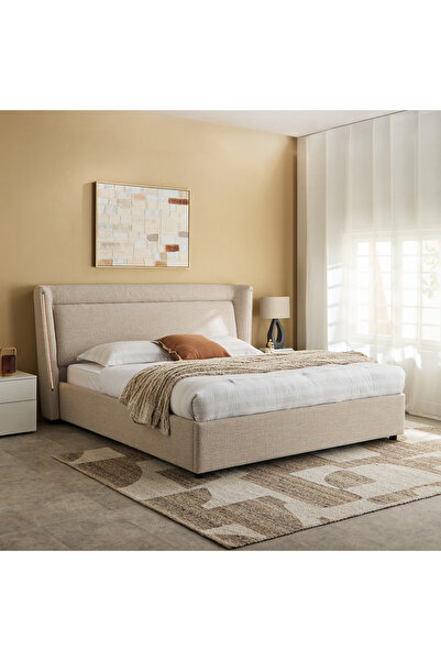 Home Box سرير ليبرتي أورا الذكي المنجد بمقاس 180×200 - بيج